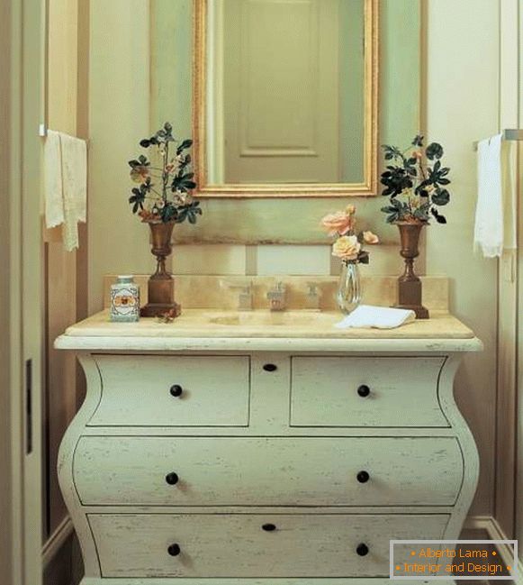 Луксозен нощен шкаф под мивката в банята със собствените си ръце