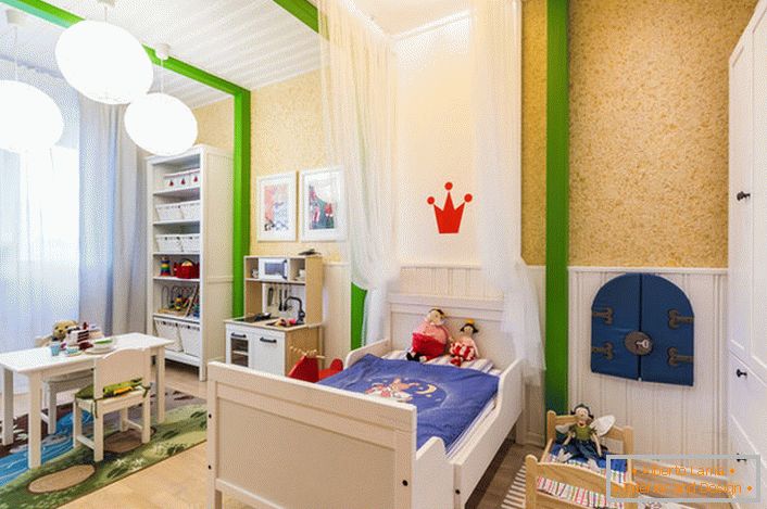 Скандинавски стил на детска стая в страната.