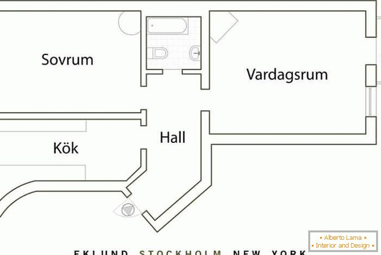 Планът на малък апартамент в Швеция