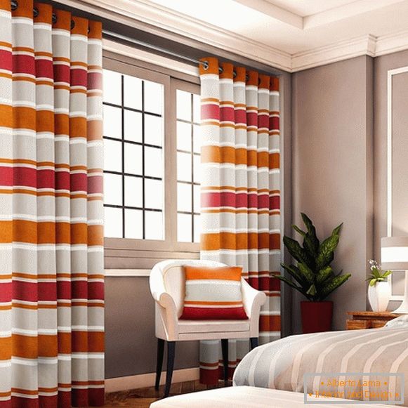 Шиене на завеси върху отвори - дизайн за спалня