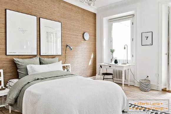 Проектиране на двустаен апартамент в скандинавски стил - спалня за снимки