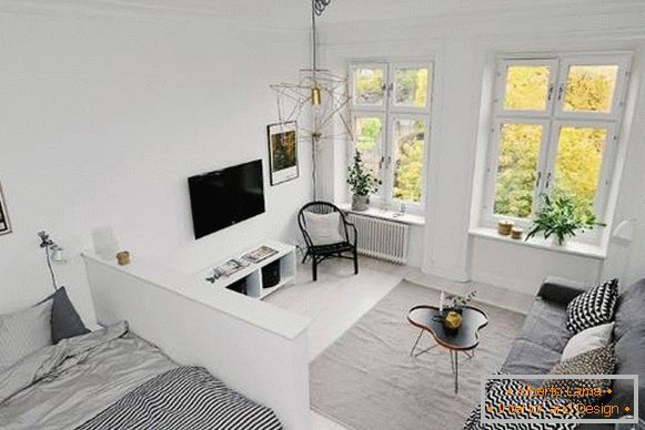 Двустаен апартамент в скандинавски стил - хол и спалня