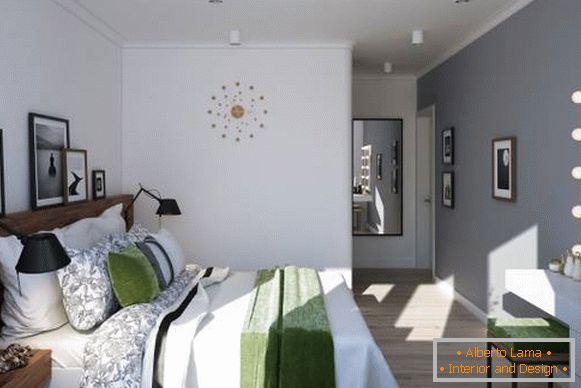 Дизайн на спалня в двустаен апартамент в скандинавски стил
