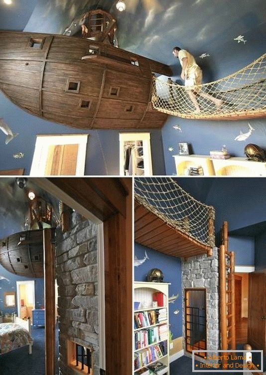 Детска стая с кораб на тавана