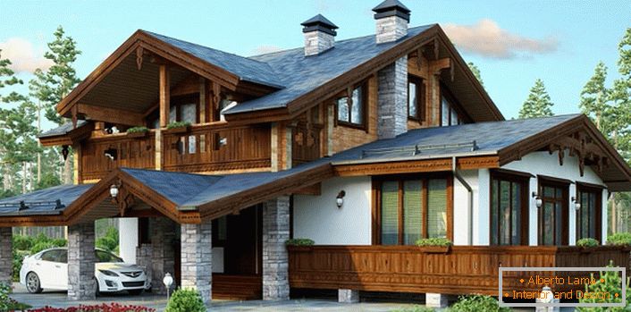 Проектът на къща в стил хижа е идеален вариант на крайградски недвижими имоти.