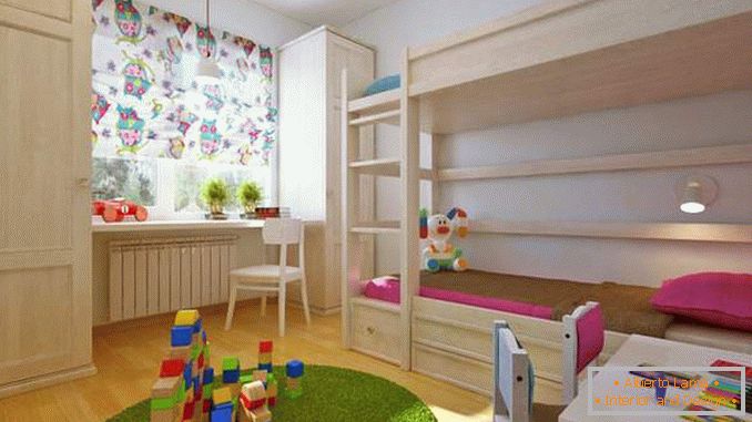 Проектиране на двустаен апартамент с детска стая за две деца