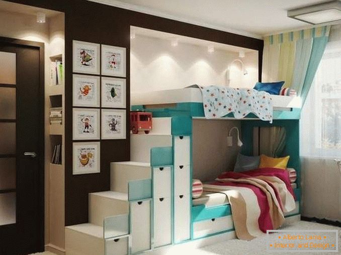 Проектиране на двустаен апартамент за семейство с две деца - снимка на детския интериор