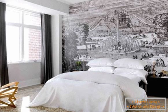 Модерен спалня с красив тапет