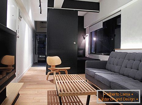 Дизайн на малък апартамент в черно и бяло