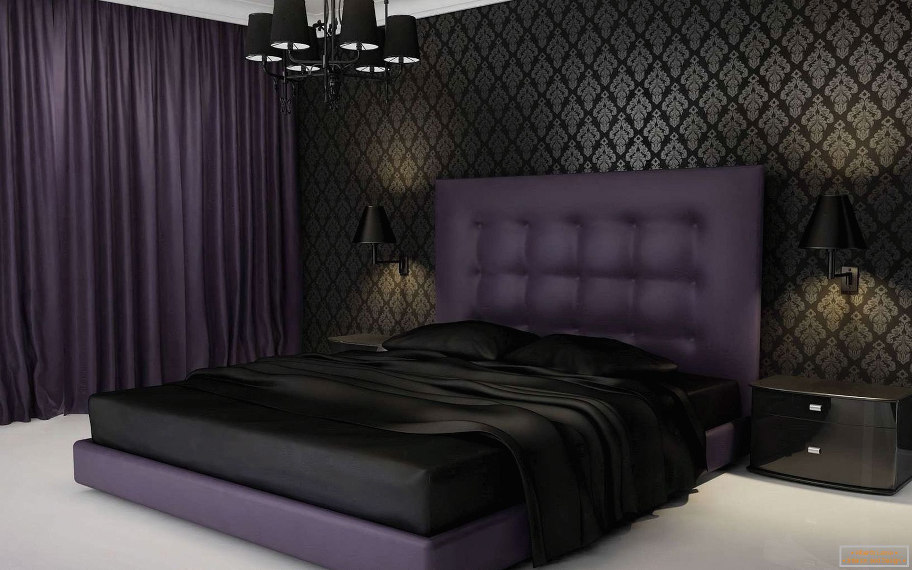 Дизайн на спалните в тъмни цветове
