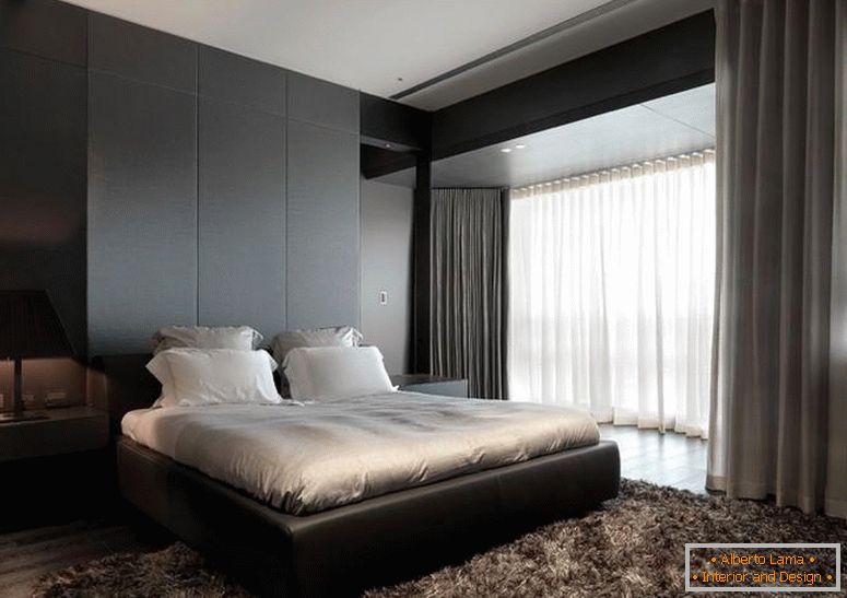 Дизайн на спалнята в тъмен цвят