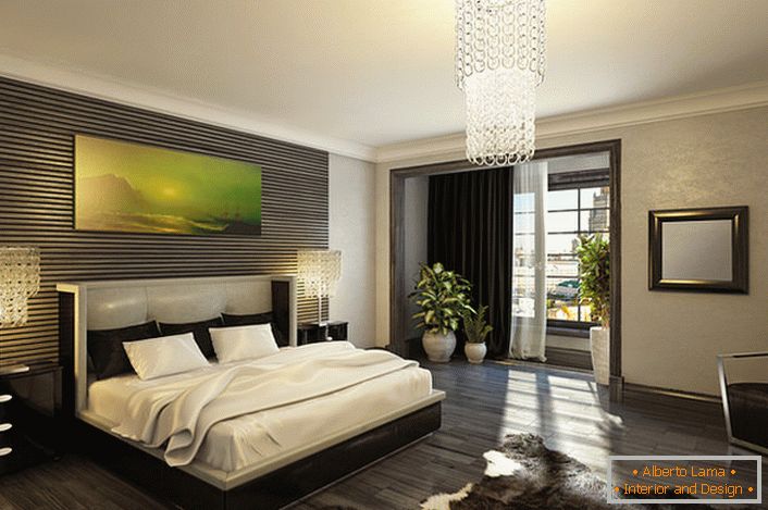 Стил и лукс на стилна спалня в стил Арт Деко. Класическият контраст на бяло и черно е идеален за тази стилистична посока. 