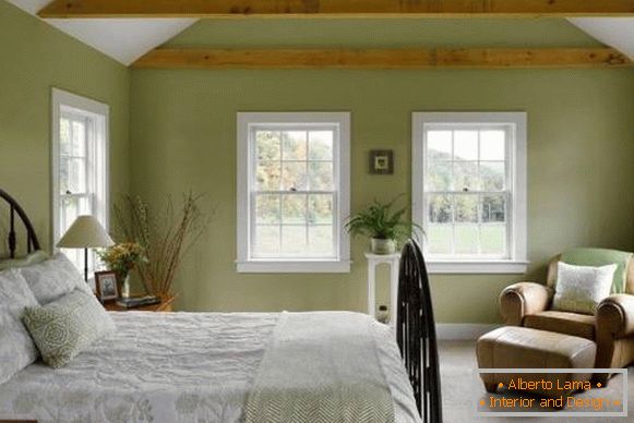 Дизайн на спалня в стила на Прованс - фото в зеленом цвете