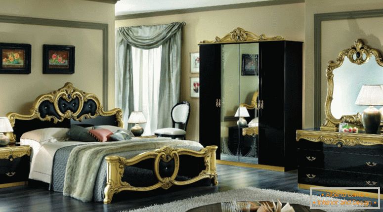 Вътрешните спални в най-стил барок играта на контрасти