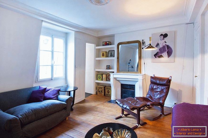 Интериор на малък студиен апартамент в Париж
