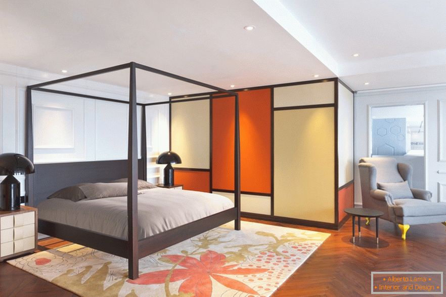 Orange Спалня на стилен студиен апартамент в Пекин