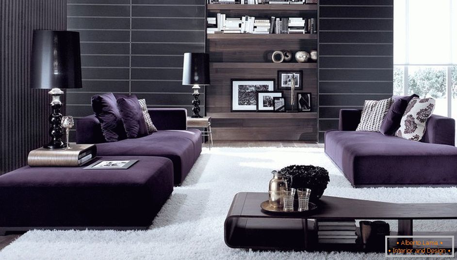 Лилави мебели в хола