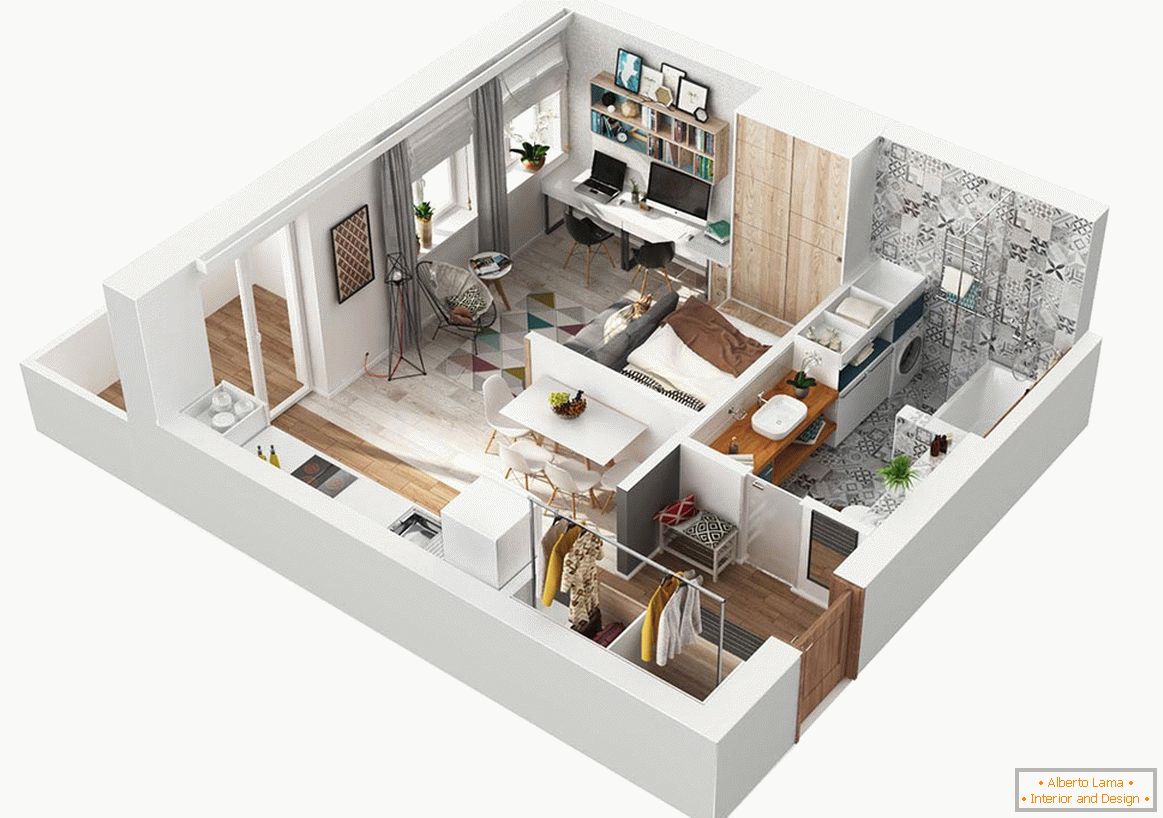 Модел на малък модерен апартамент