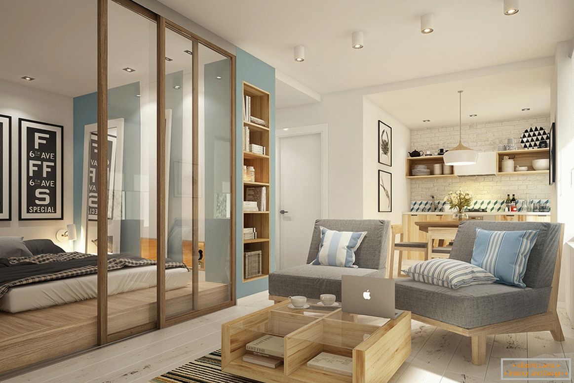 Дизайн на малък студиен апартамент в скандинавски стил