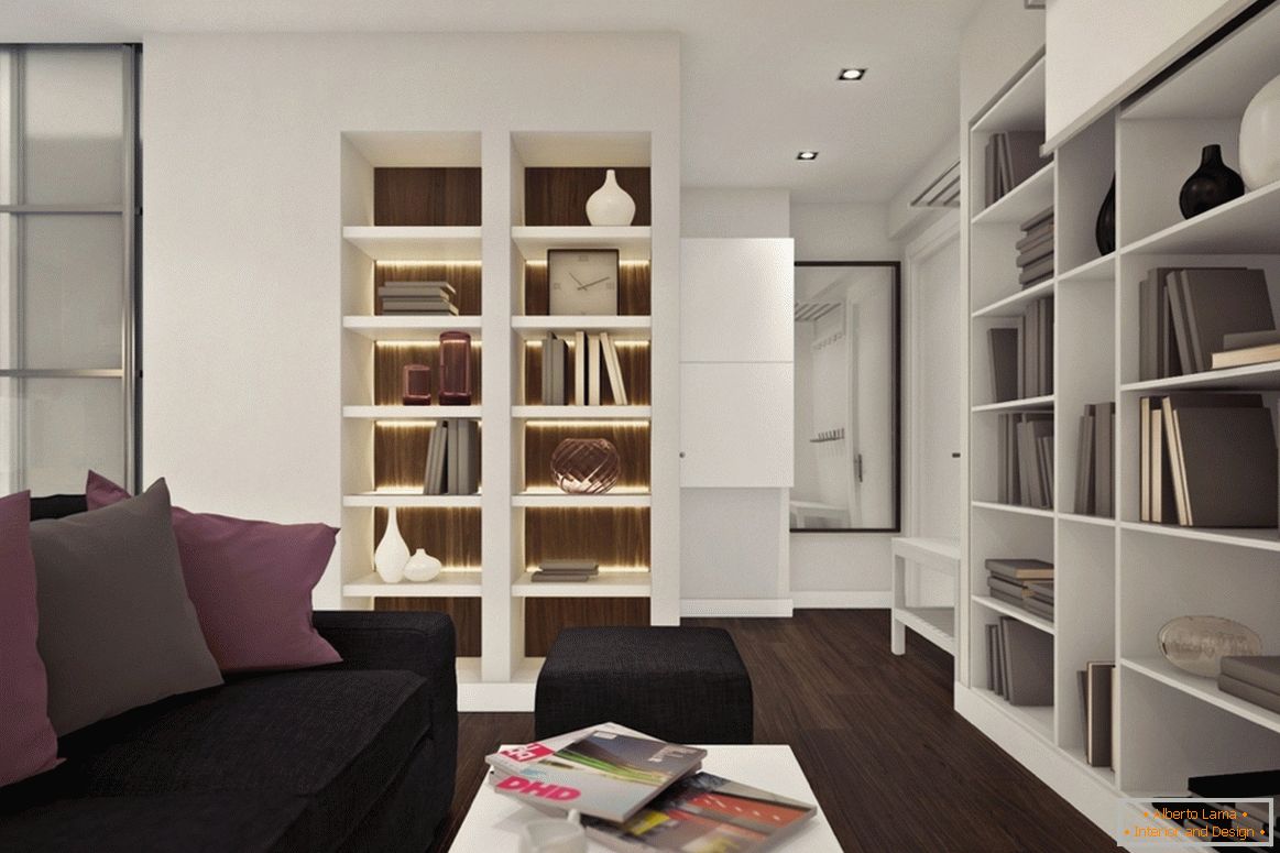 Дизайн на малък студиен апартамент с люляк акценти - фото 2