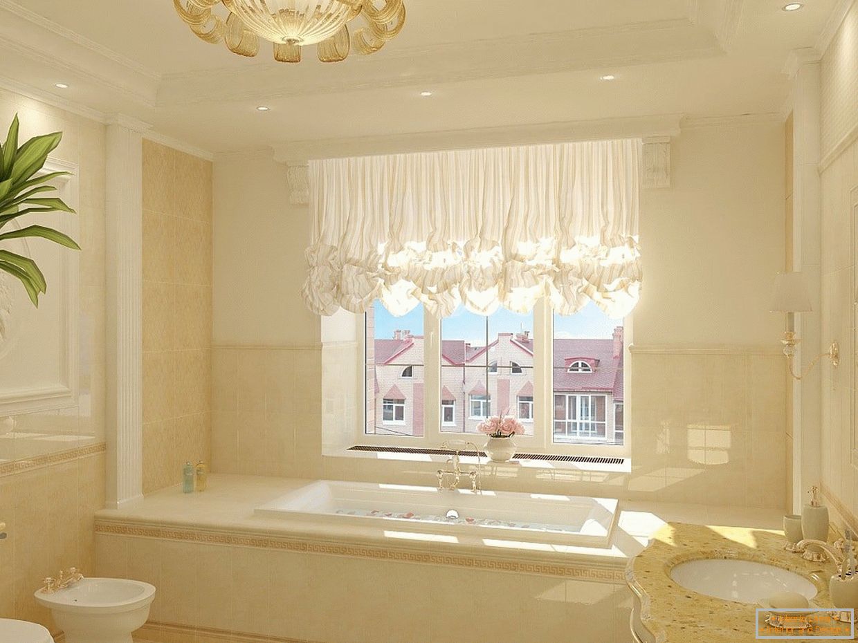 Светли стени в банята в класически стил