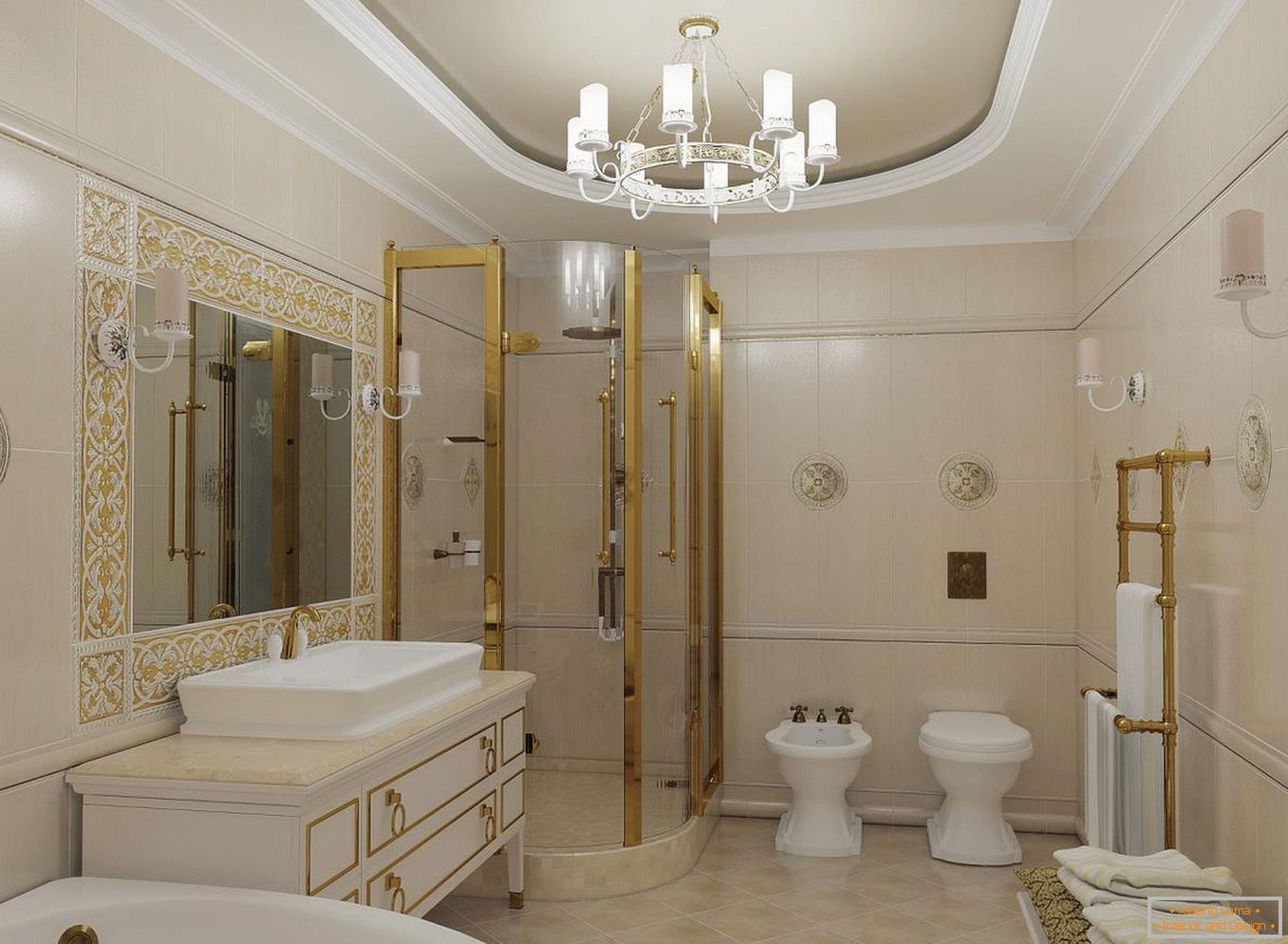 Душ кабина в ванной в классическом стиле