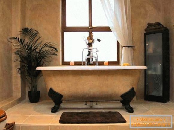 Венецианска циментова замазка в банята снимка
