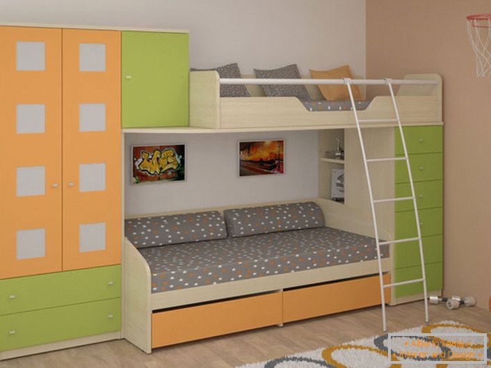 Модулни мебели с вградено легло
