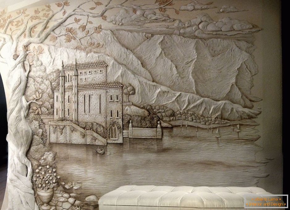 Обемно рисуване на стене в интерьере