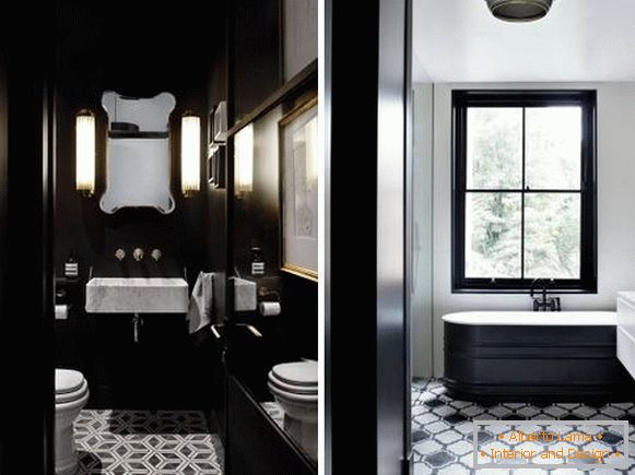 Стилен дизайн на баня и тоалетна в черно