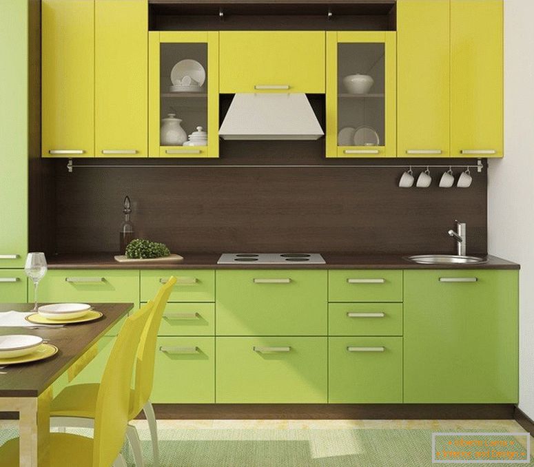 Жълто-зелена кухня