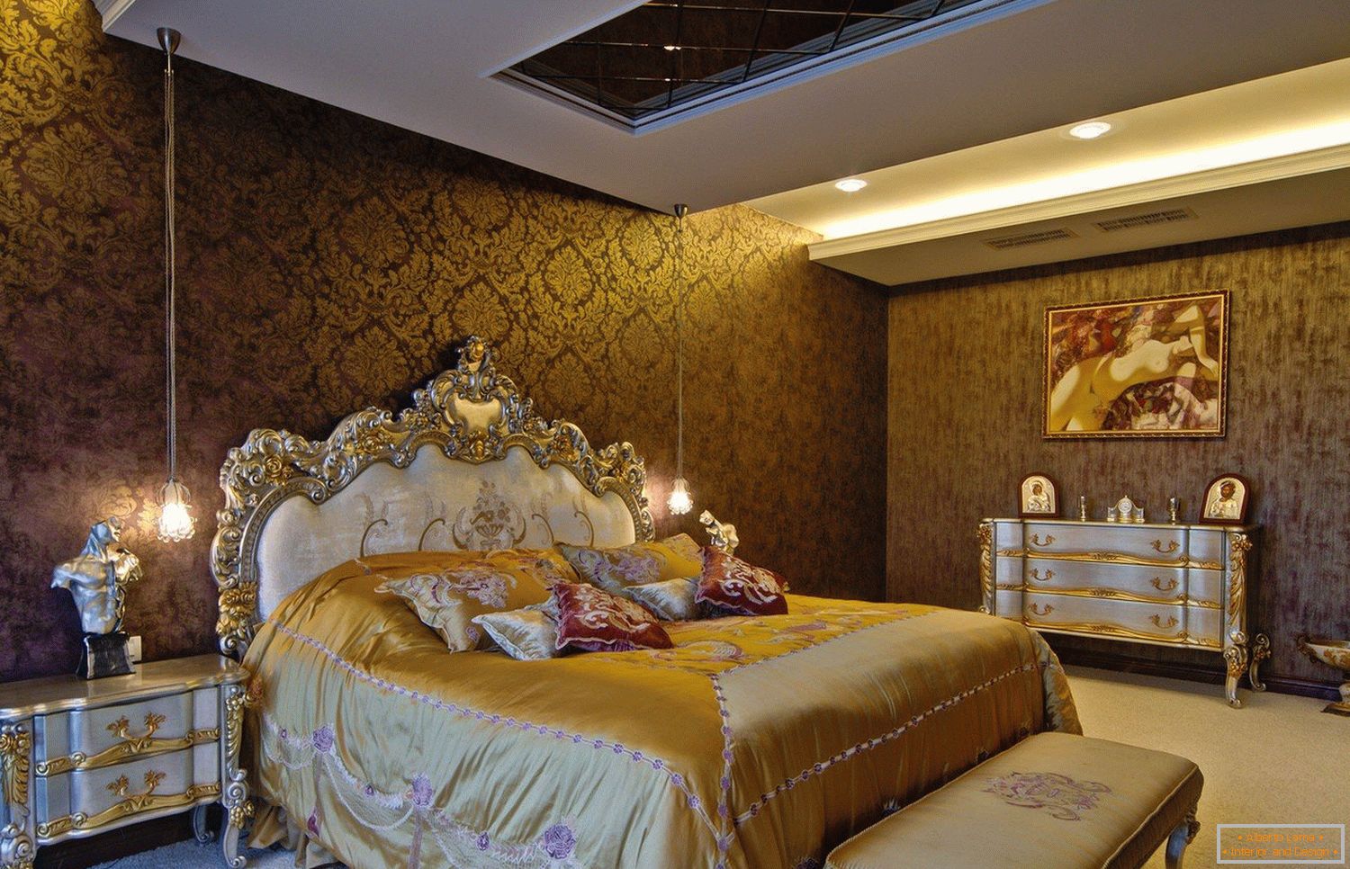 Златни тонове в дизайна на спалнята