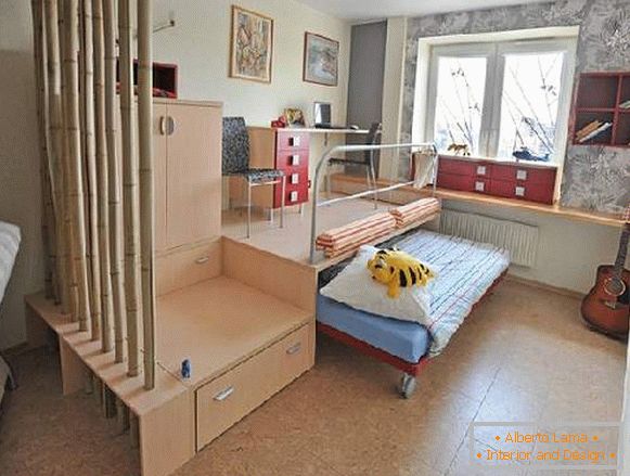 интериор на едностаен апартамент с детски зониране снимка, снимка 44