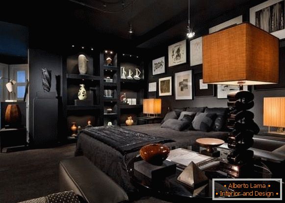 Модерна спалня в черно