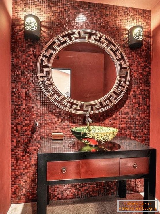 Червен цвят на баня в китайски стил