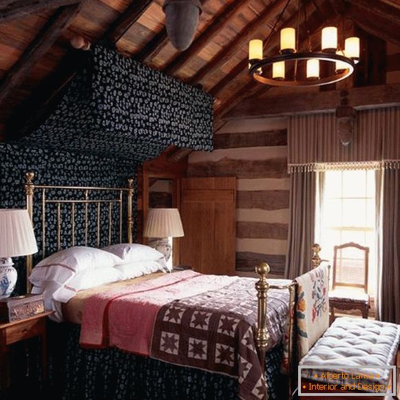Черно балдахин в дизайна на спалнята