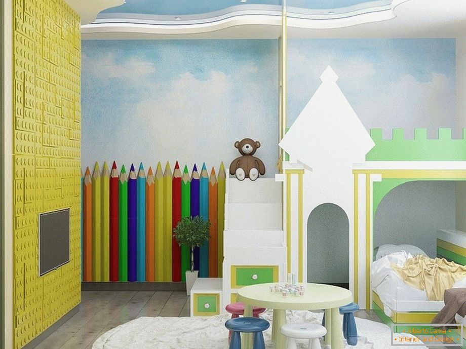3d панели в детската стая под формата на лего