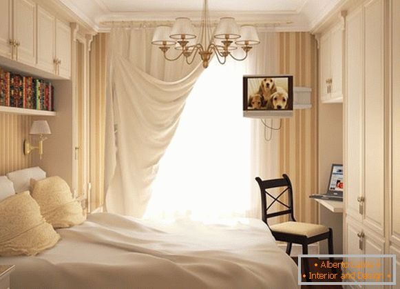 Красива интериор на спалнята в пастелни цветове
