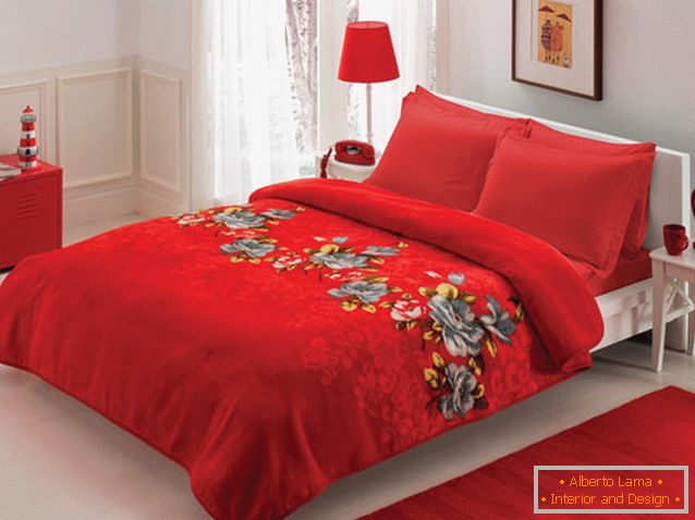 Романтична спалня в червени цветове