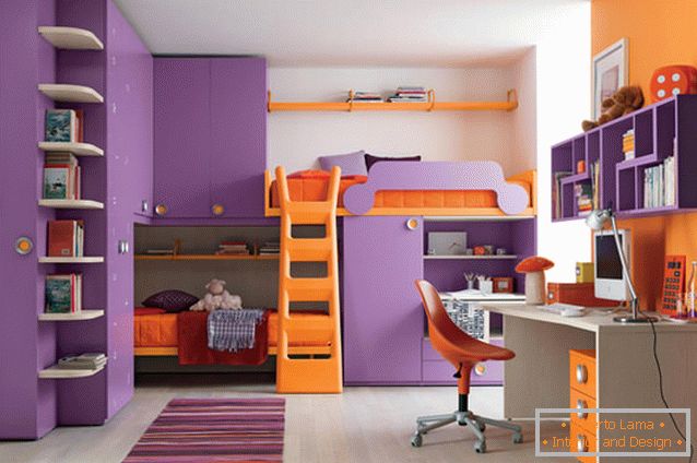 Виолетов оранжев дизайн за деца