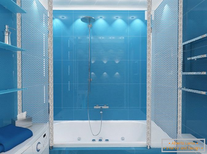 Луксозен дизайн на банята в сини тонове
