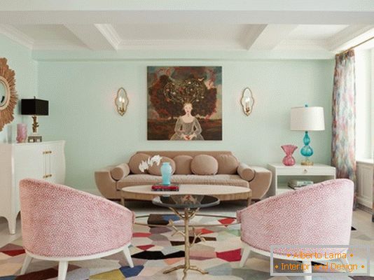 Пастелни цветове в дизайна на хола