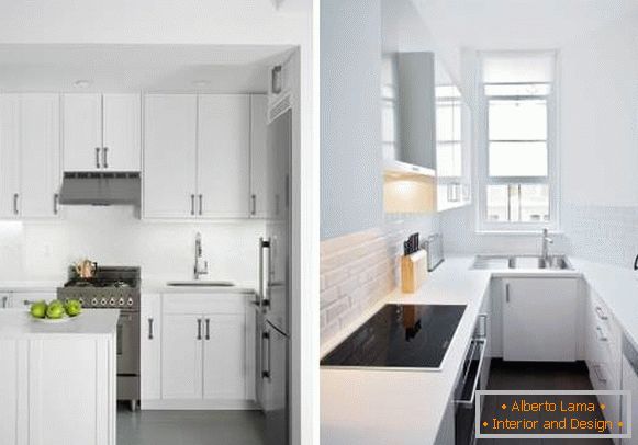 Бяла кухня с бяла масичка - снимка в интериорен дизайн