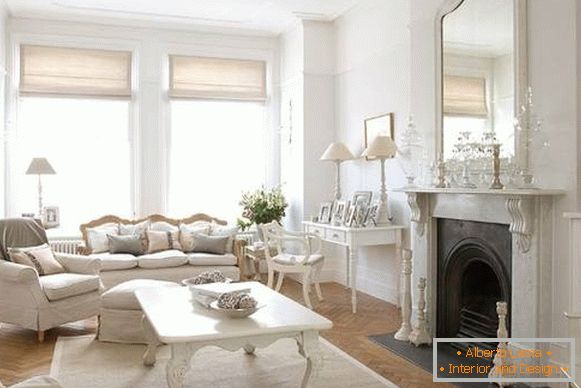 Френски бели мебели за дневна стая класически