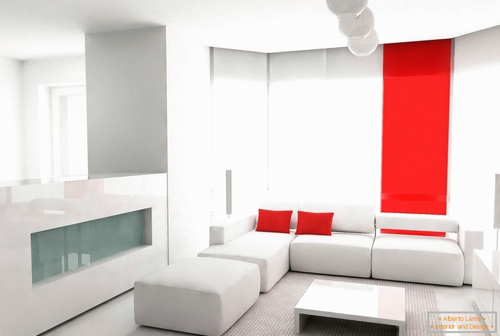 Интериор в минималистичен стил с бели мебели