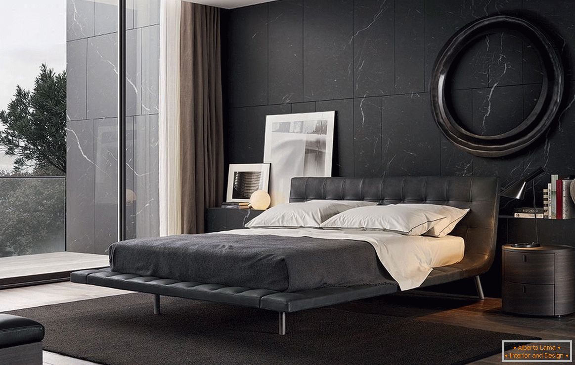 Модерна спалня в черни тонове