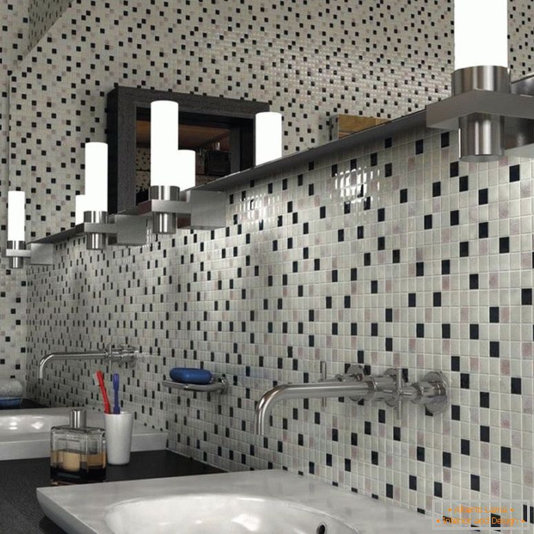 черна и бяла мозайка в декорация-баня-стая