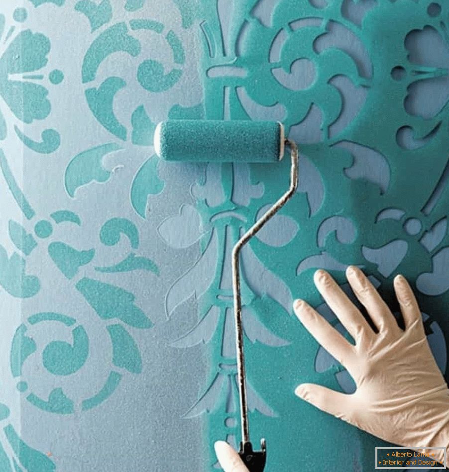 Оцветяване на стените с шаблон