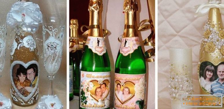 Декориране на сватбени бутилки с снимки