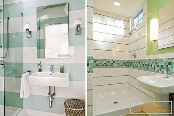 Декоративни плочки за баня в бяло и зелено